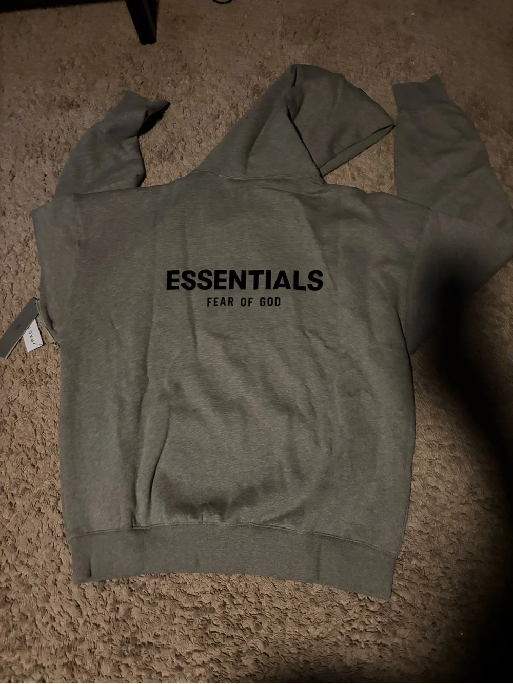 ESSENTIALS Light Gray Pullover Hoodie with Subtle Chest Logo